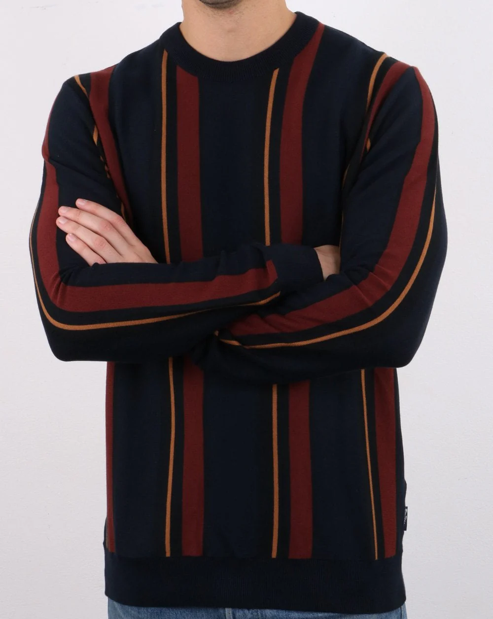 Ben Sherman Crew Stripe Knit Navy - Image 2
