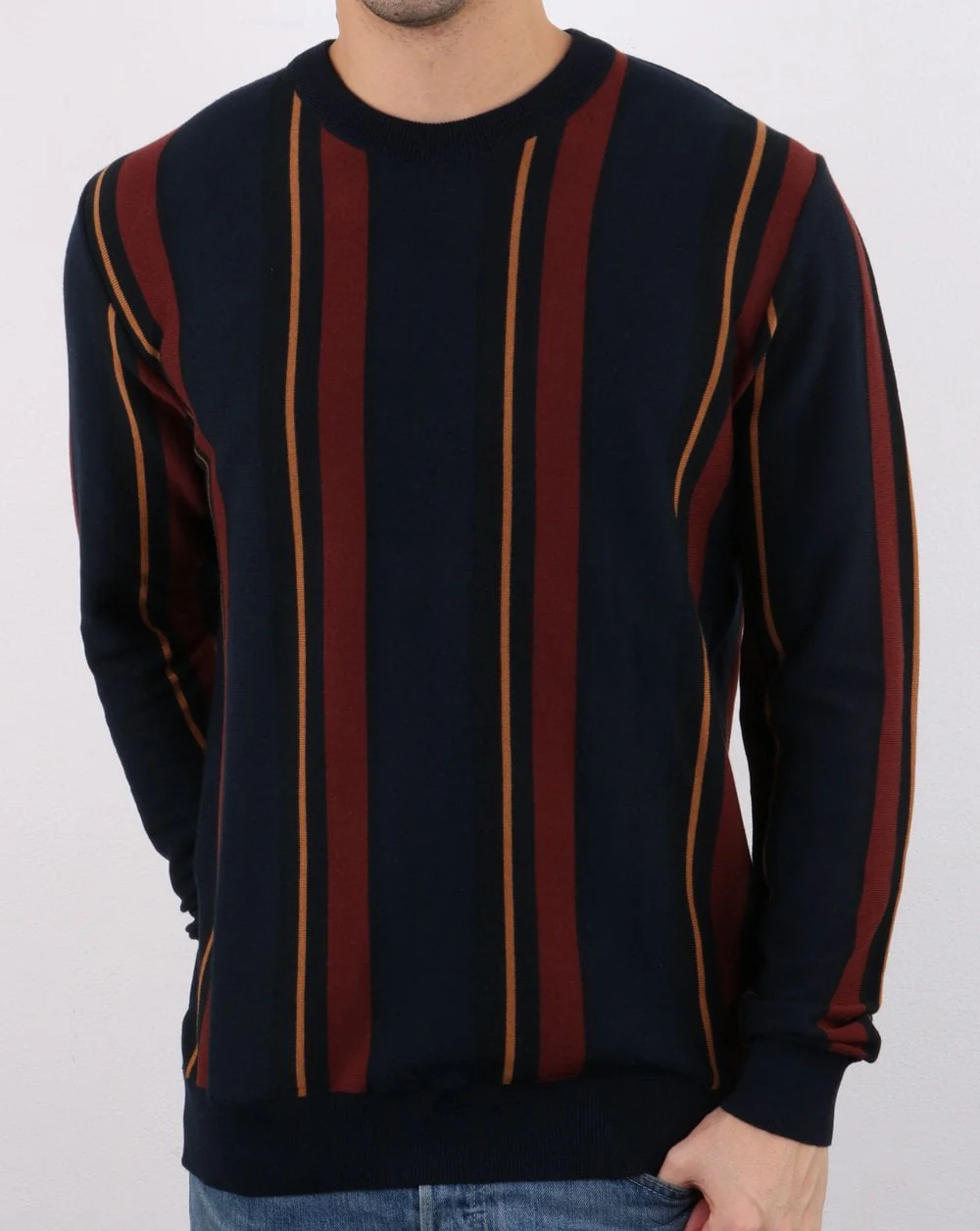 Ben Sherman Crew Stripe Knit Navy - Image 3