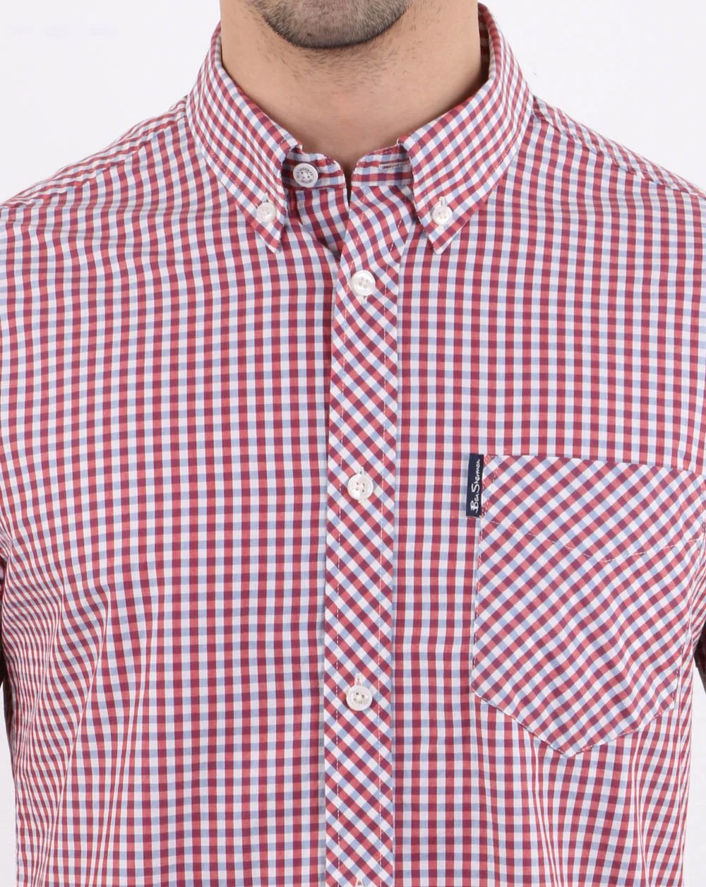 Ben Sherman Gingham Short Sleeve Shirt Red - Image 2