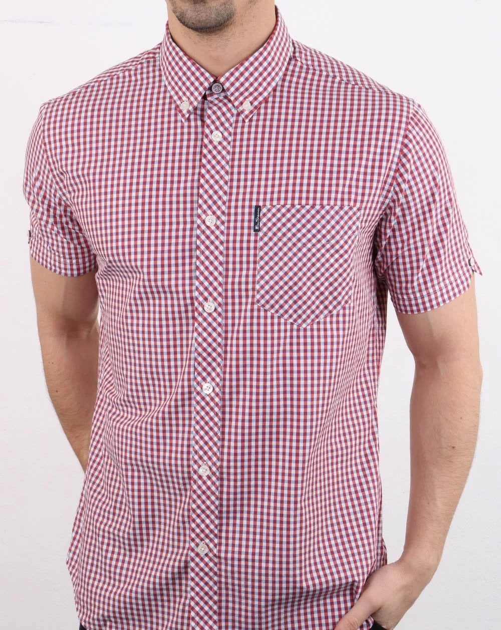 Ben Sherman Gingham Short Sleeve Shirt Red - Image 3