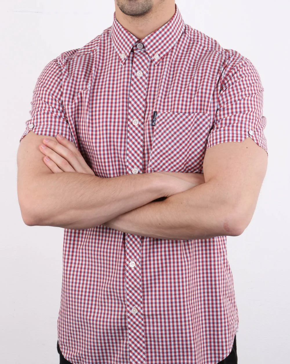 Ben Sherman Gingham Short Sleeve Shirt Red - Image 4