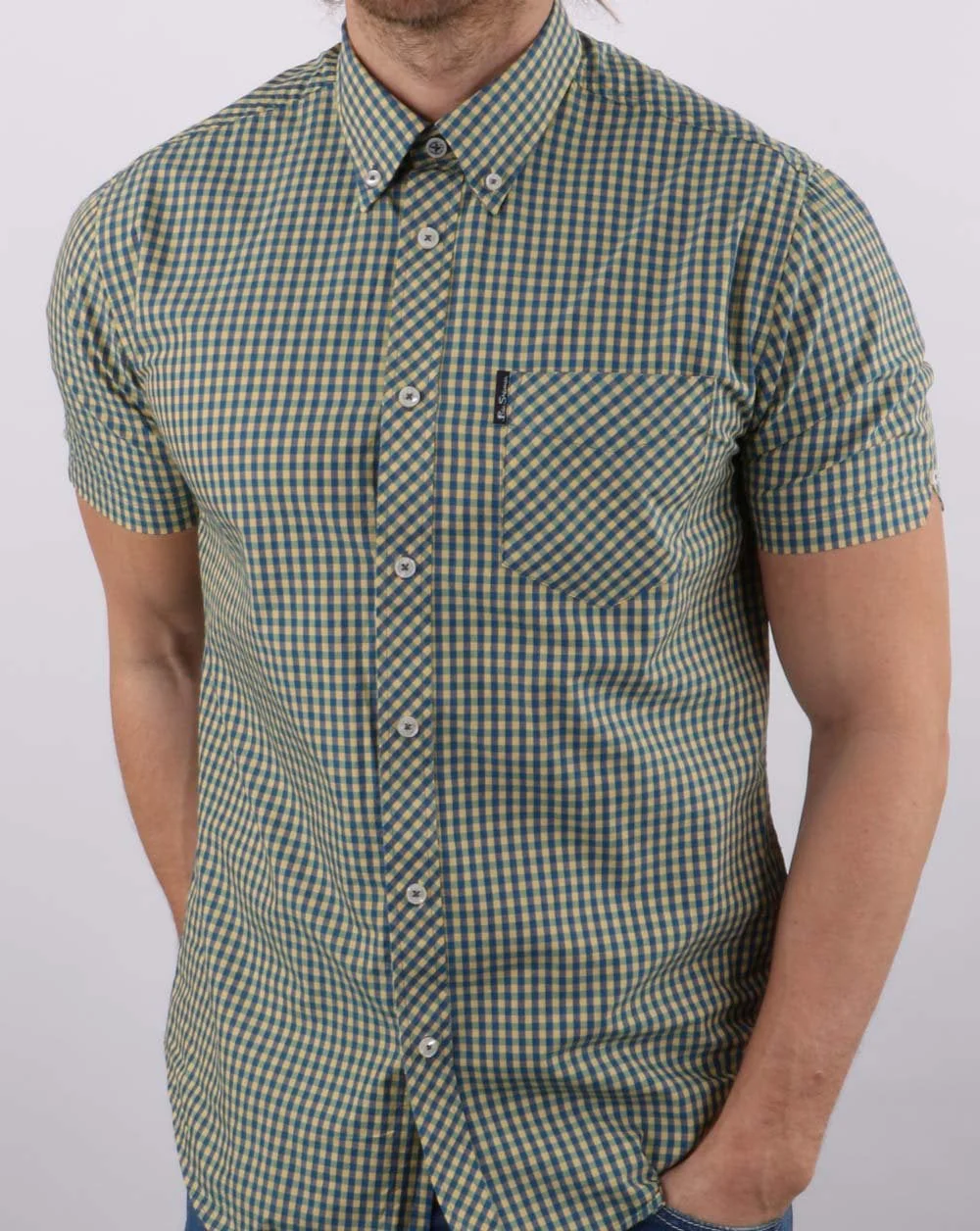Ben Sherman Gingham Short Sleeve Shirt Yellow - Image 3