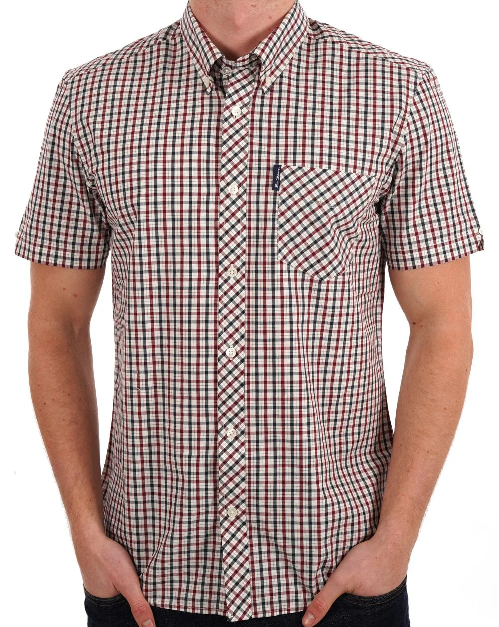 Ben Sherman House Check Short Sleeve Shirt Red - Image 3