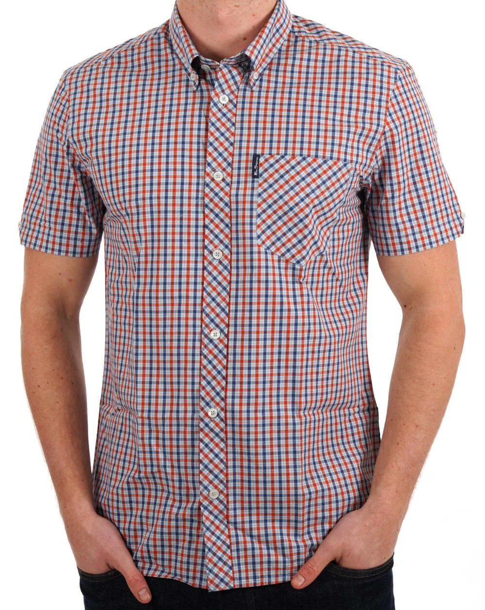 Ben Sherman House Check SS Shirt Pale Blue - Image 3