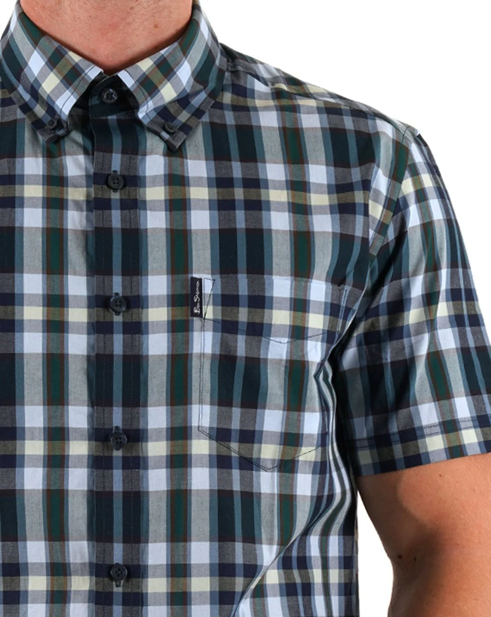 Ben Sherman Irregular Check Shirt Dark Green - Image 2