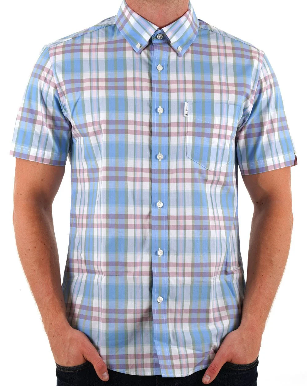 Ben Sherman Irregular Check SS Shirt Glacier