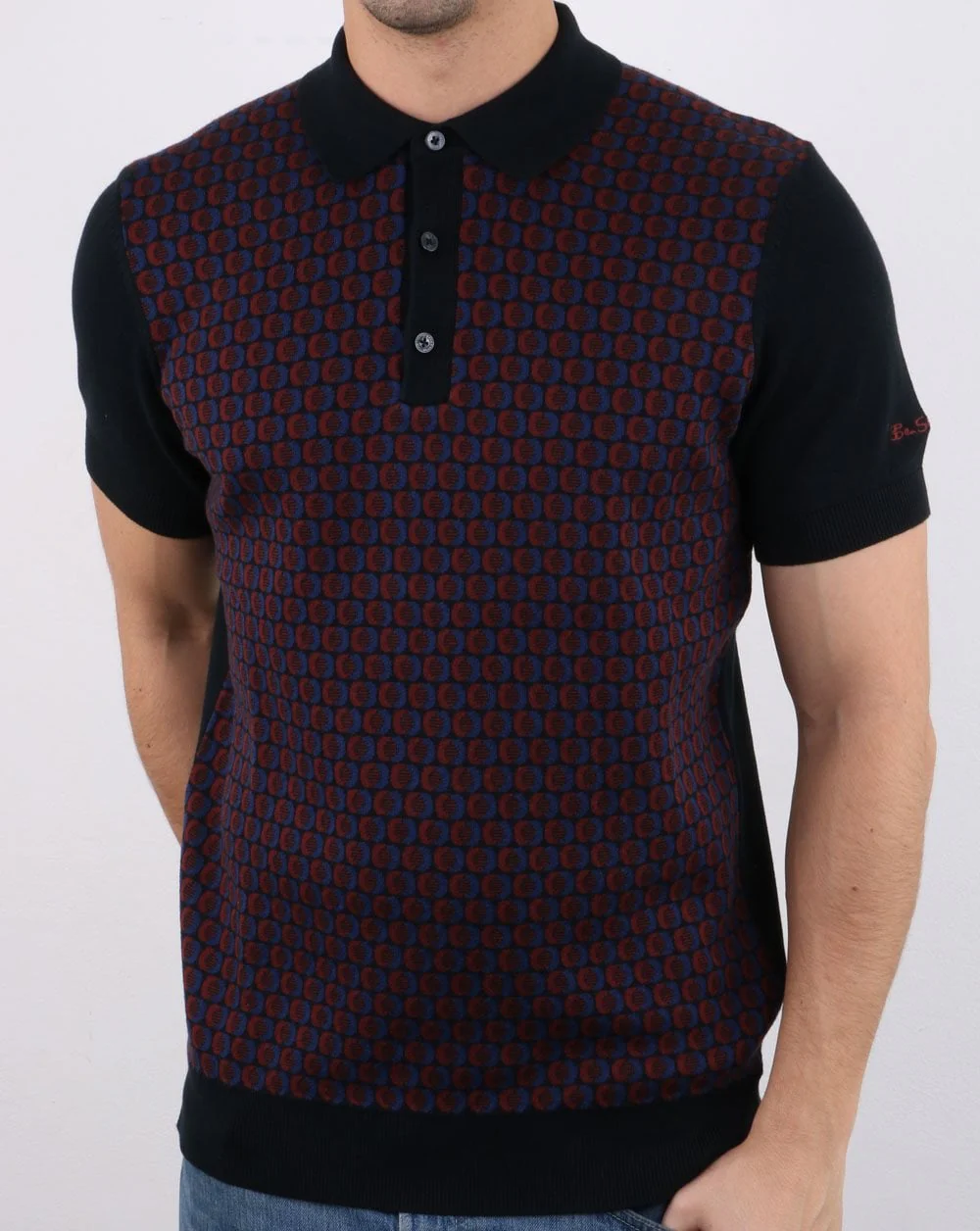 Ben Sherman Knitted Polo Shirt Black - Image 3