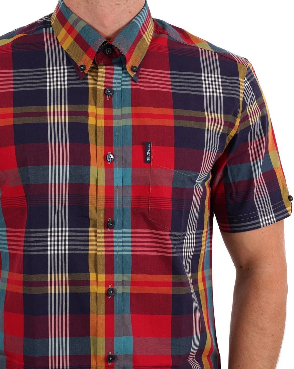 Ben Sherman Large Madras Check SS Shirt Scarlet - Image 2