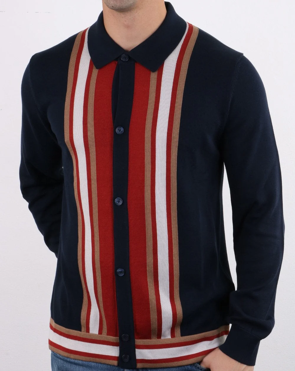 Ben Sherman Long Sleeve Mod Polo Dark Navy - Image 2