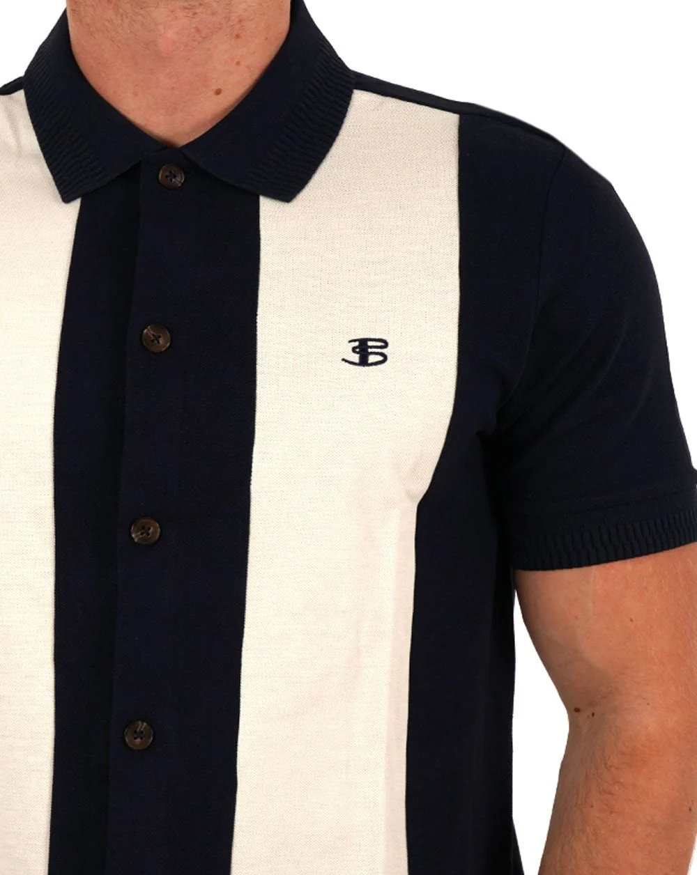 Ben Sherman Mod Pique Shirt Dark Navy - Image 2