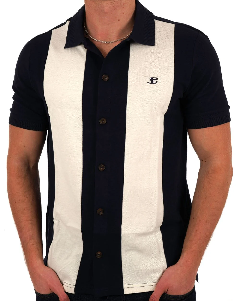 Ben Sherman Mod Pique Shirt Dark Navy - Image 3