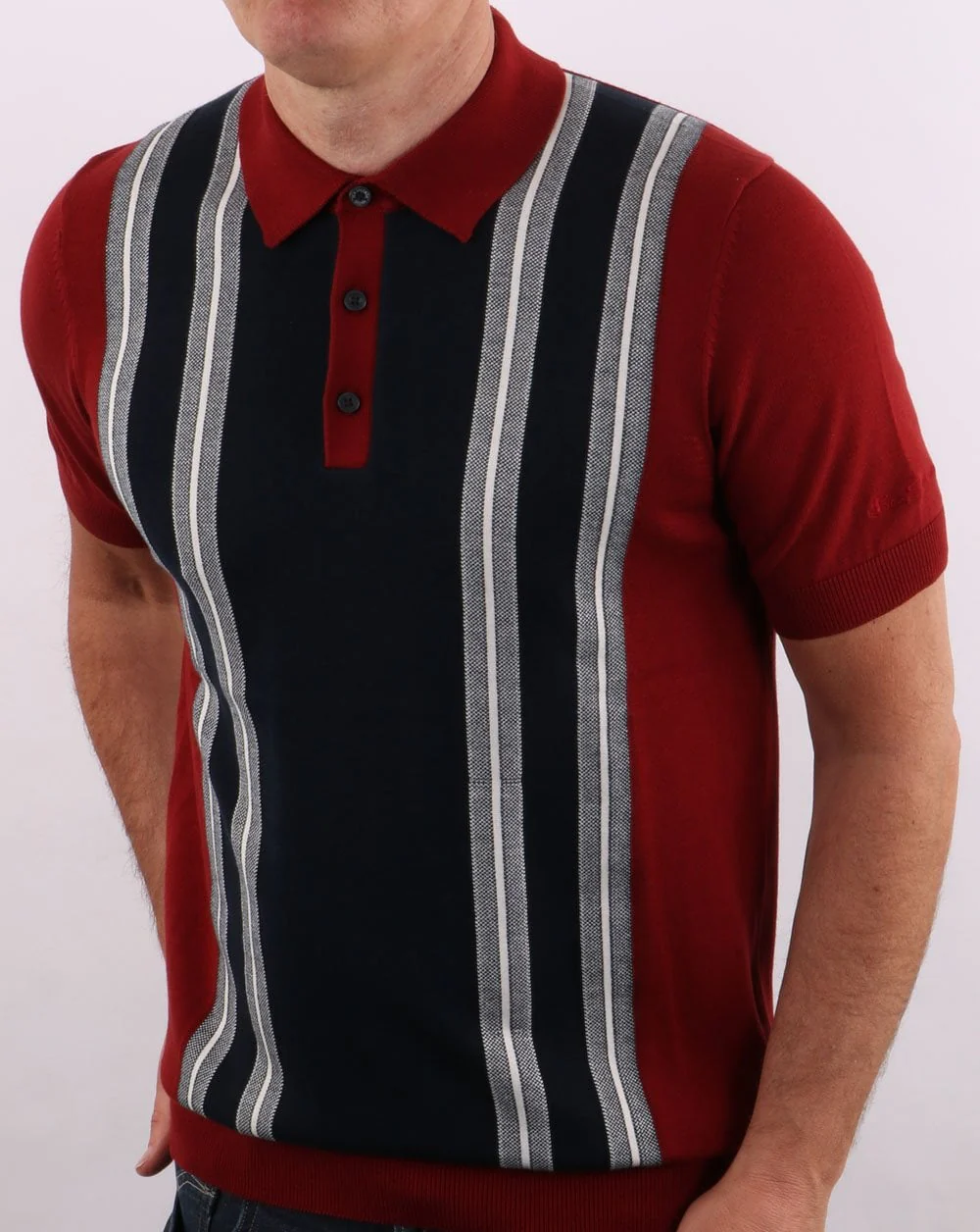 Ben Sherman Mod Stripe Polo Red - Image 3