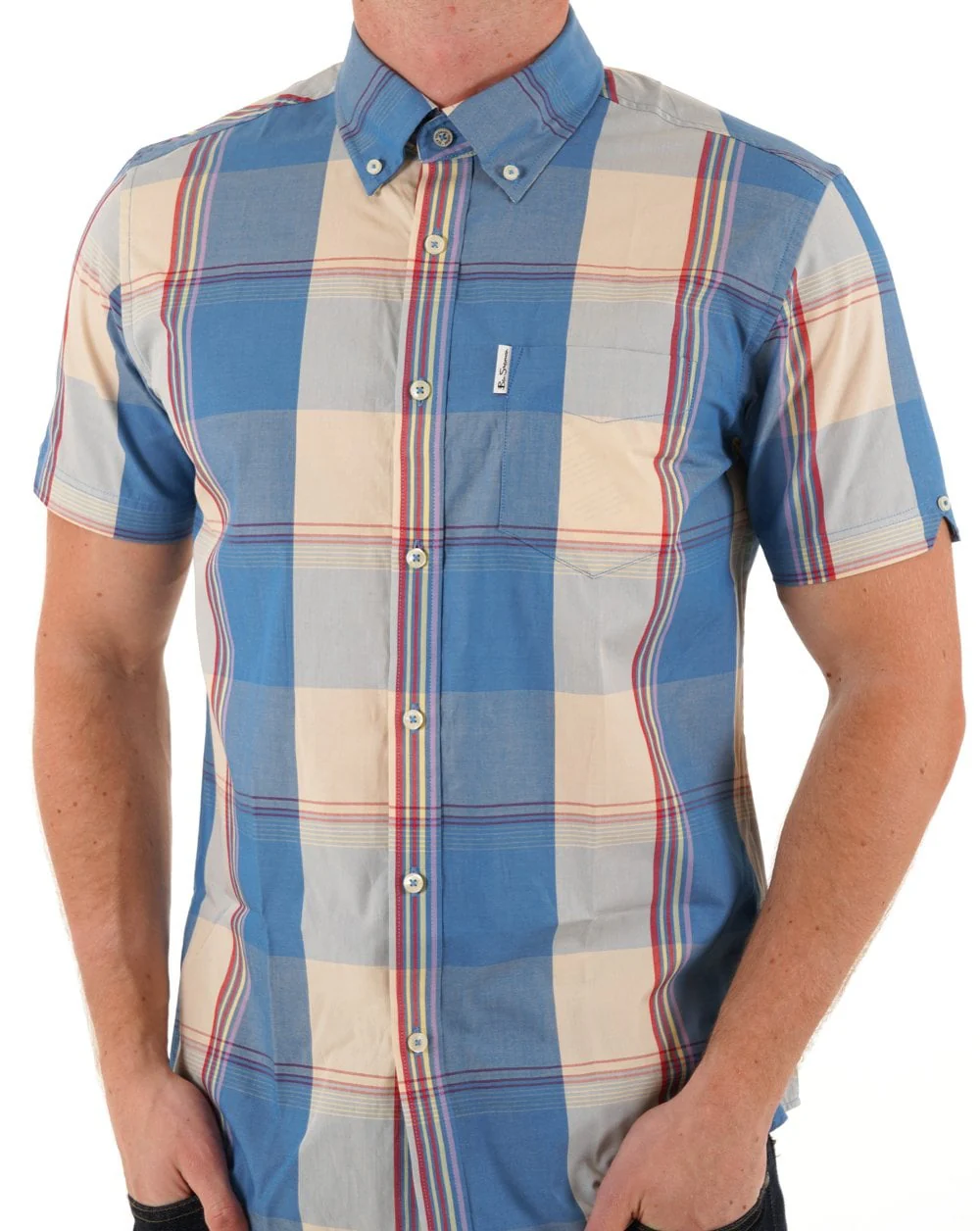 Ben Sherman Multicolour Overcheck Shirt Kingfisher - Image 2