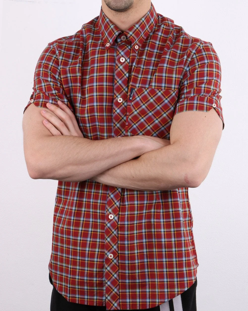 Ben Sherman Short Sleeve Check Shirt Red - Image 3