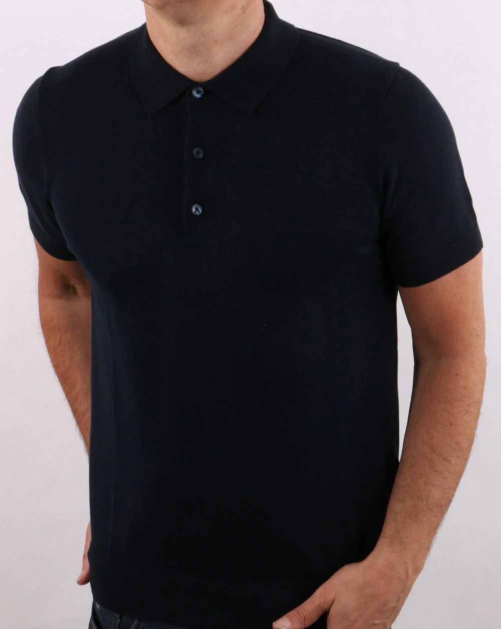 Ben Sherman Short Sleeve Knitted Polo Dark Navy - Image 3