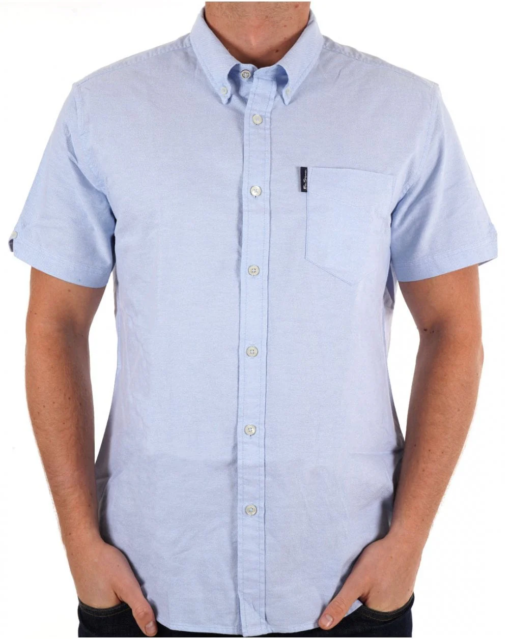 Ben Sherman Short Sleeve Oxford Shirt in Sky - Image 3