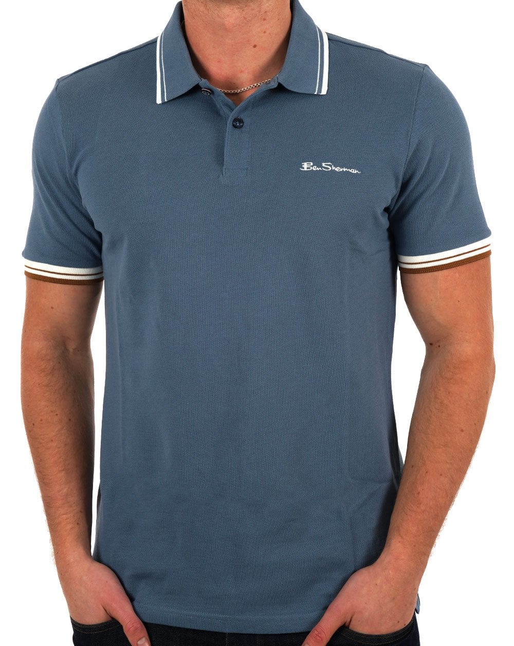 Ben Sherman Signature Pique Polo Airforce Blue - Image 3