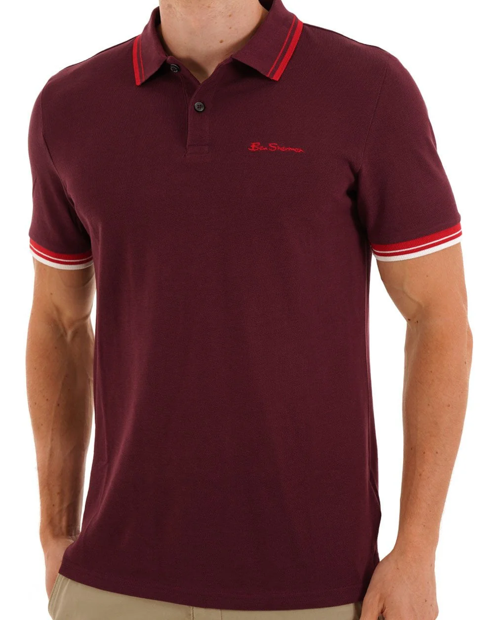 Ben Sherman Signature Pique Polo Dark Wine - Image 3