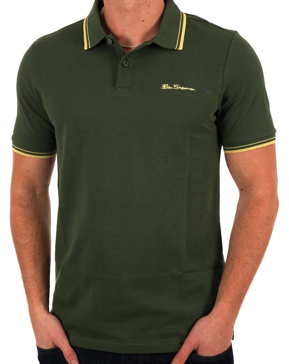 Ben Sherman Signature Pique Polo Deep Green - Image 3