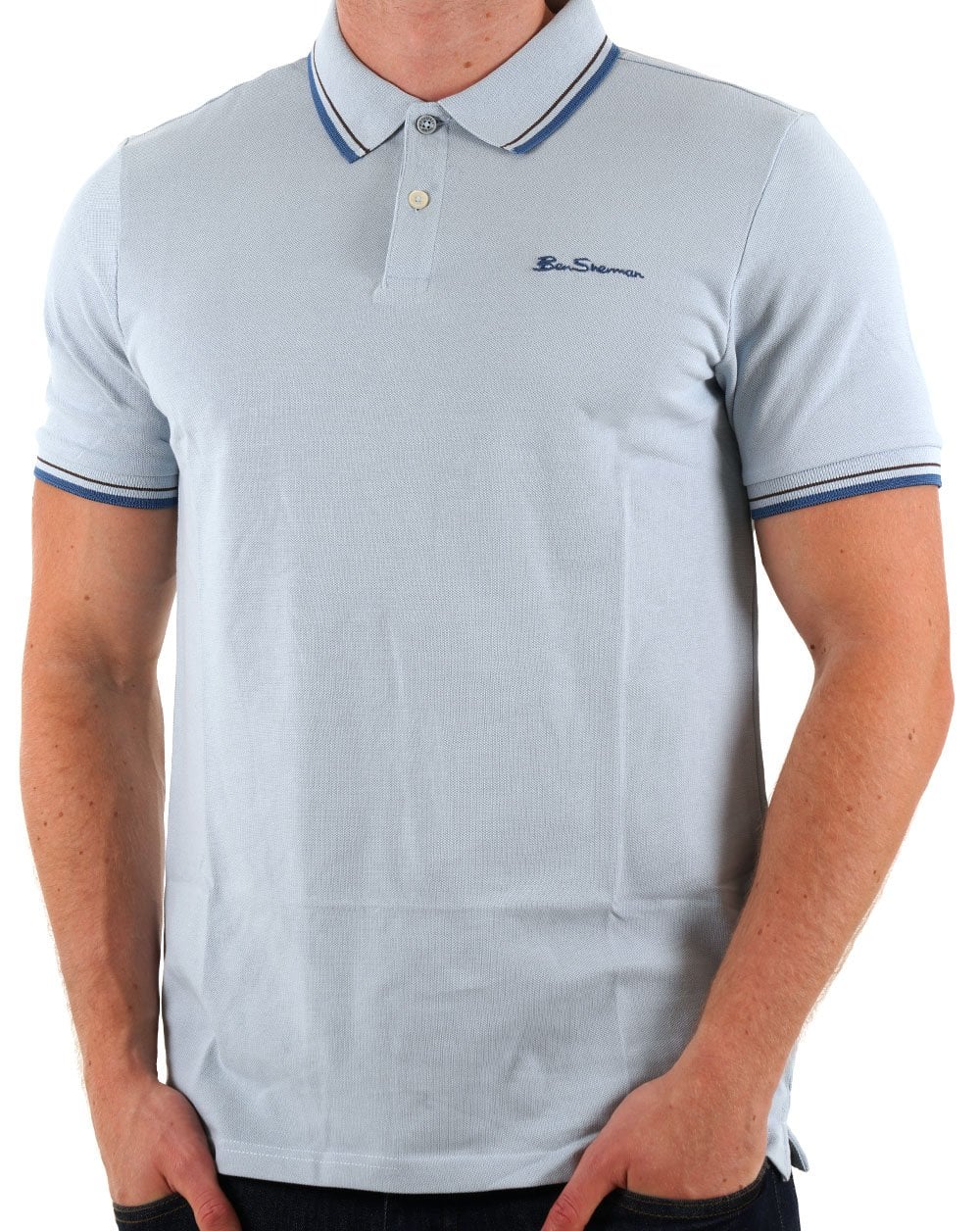 Ben Sherman Signature Pique Polo Ice Blue