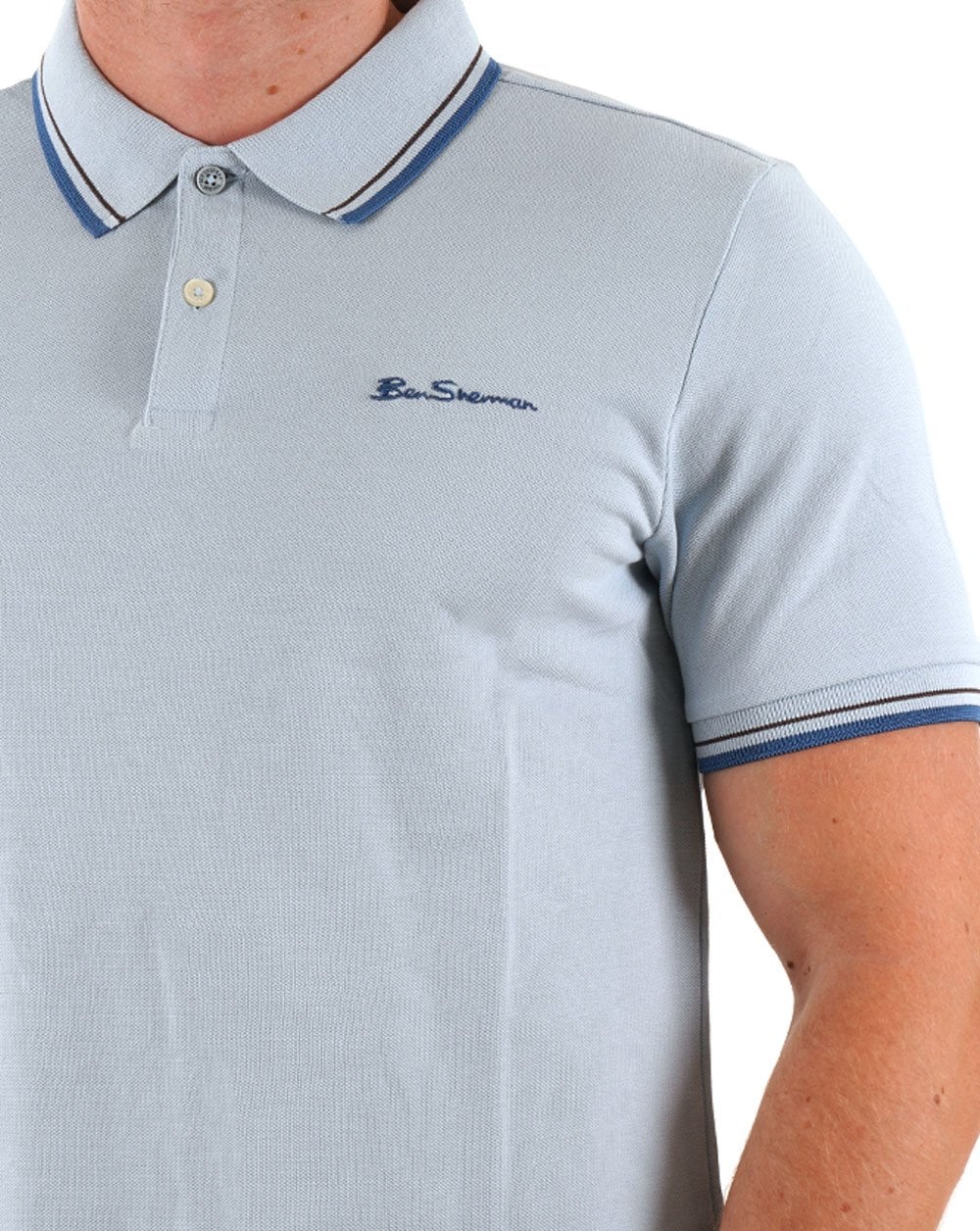 Ben Sherman Signature Pique Polo Ice Blue - Image 2