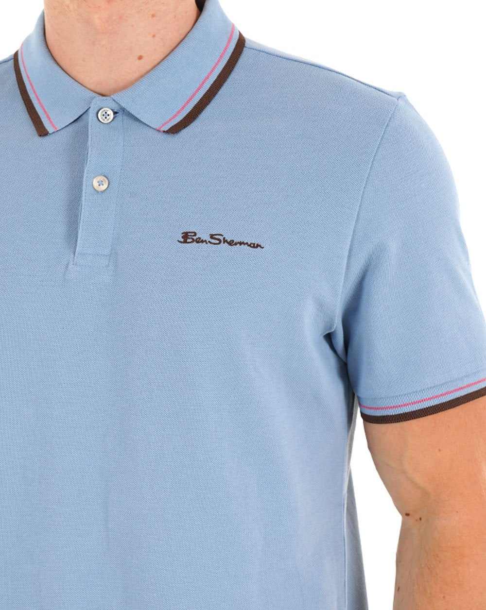 Ben Sherman Signature Pique Polo Pale Blue - Image 2