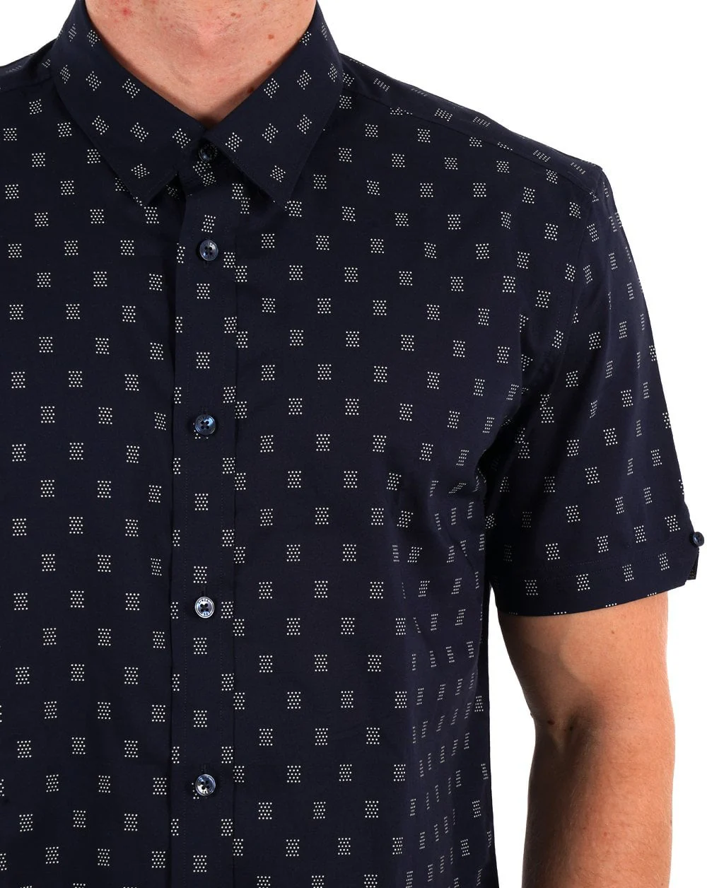 Ben Sherman Stipple Geo Print SS Shirt Dark Navy - Image 2