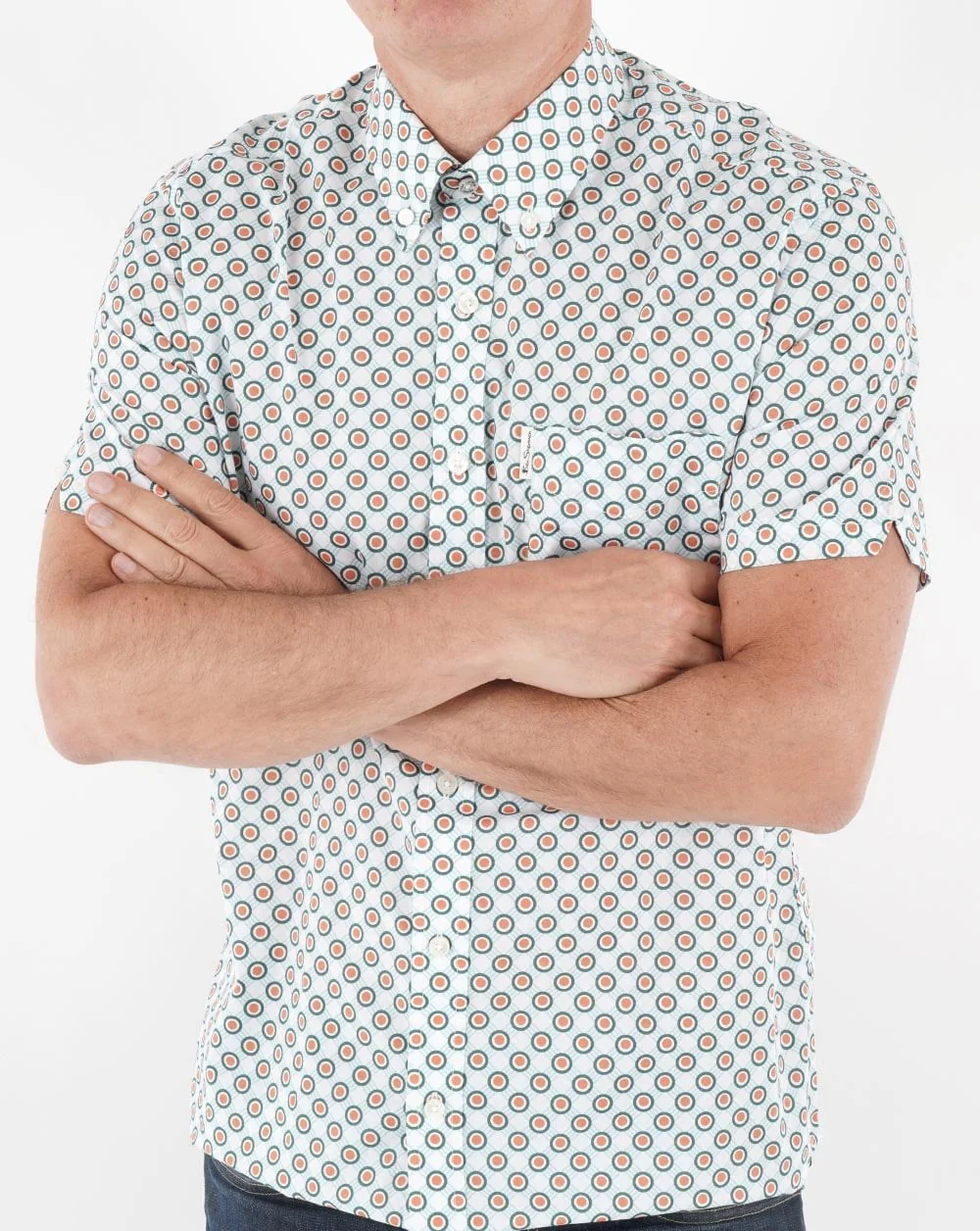 Ben Sherman Target Spot Short Sleeve Shirt Orange - Image 3