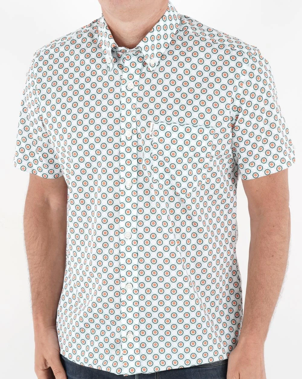 Ben Sherman Target Spot Short Sleeve Shirt Orange - Image 4