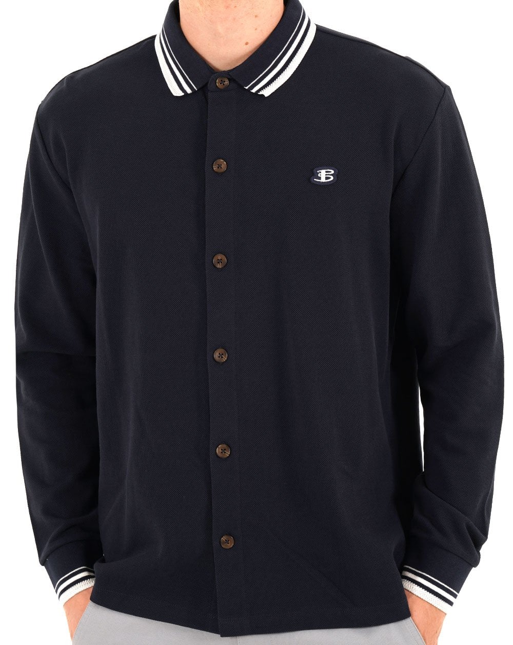 Ben Sherman Tipped LS Polo Dark Navy