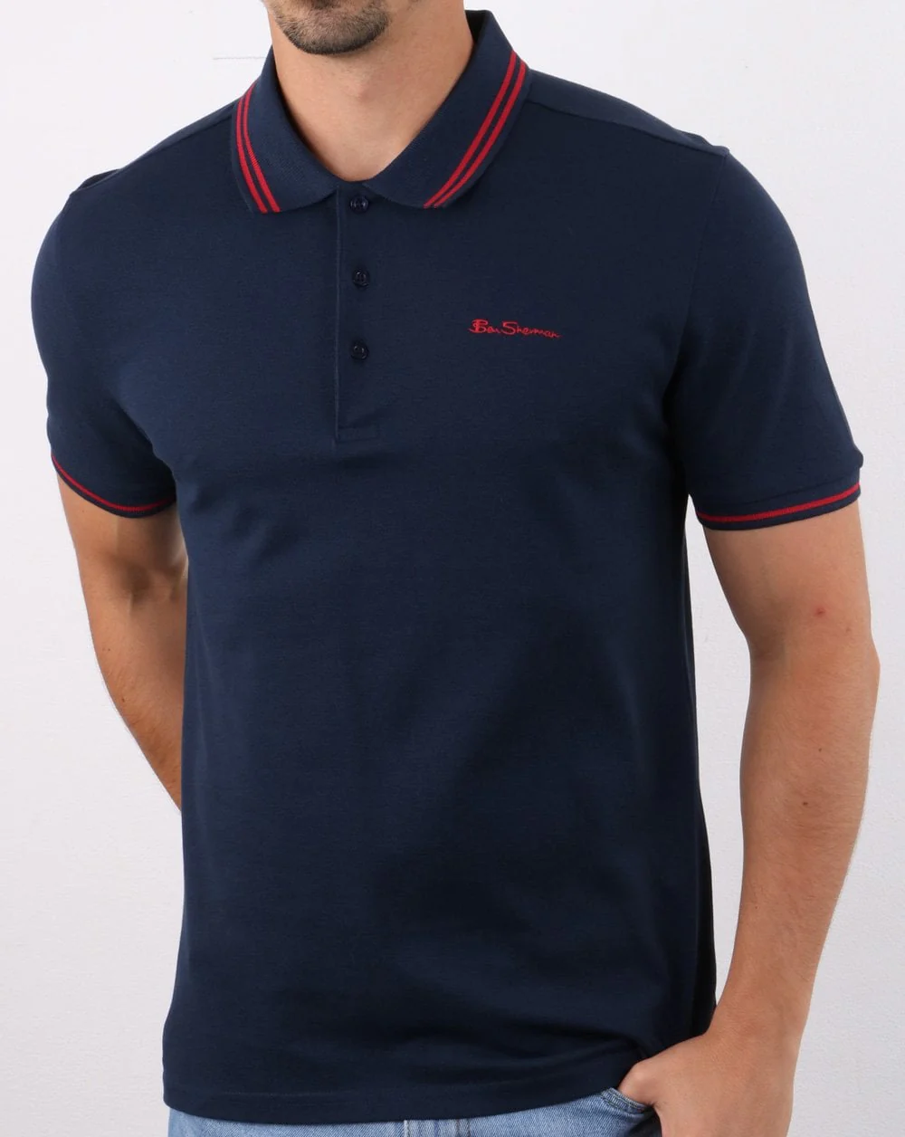 Ben Sherman Tipped Polo Shirt Navy - Image 2