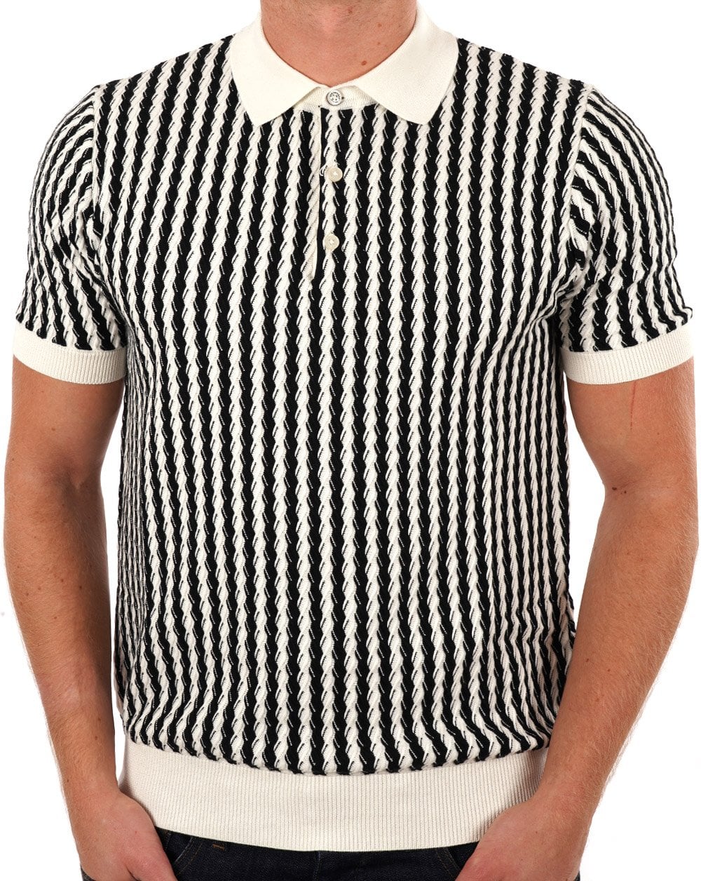 Ben Sherman Twisted Textured Polo Ivory