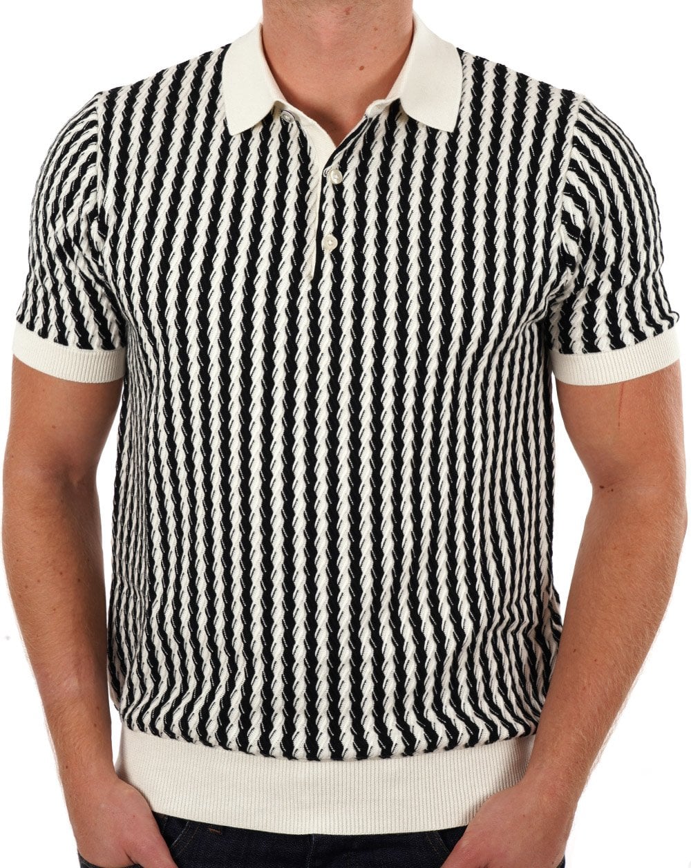 Ben Sherman Twisted Textured Polo Ivory - Image 3