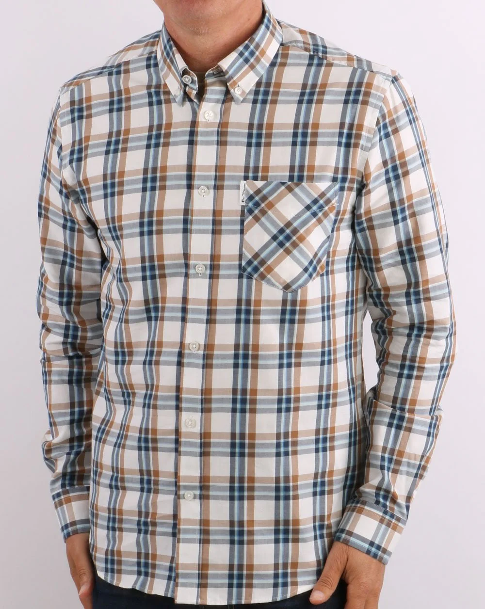 Ben Sherman Winter Madras Check Shirt Cream - Image 4