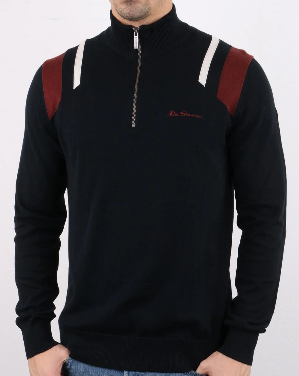 Ben Sherman Zip Knit Black