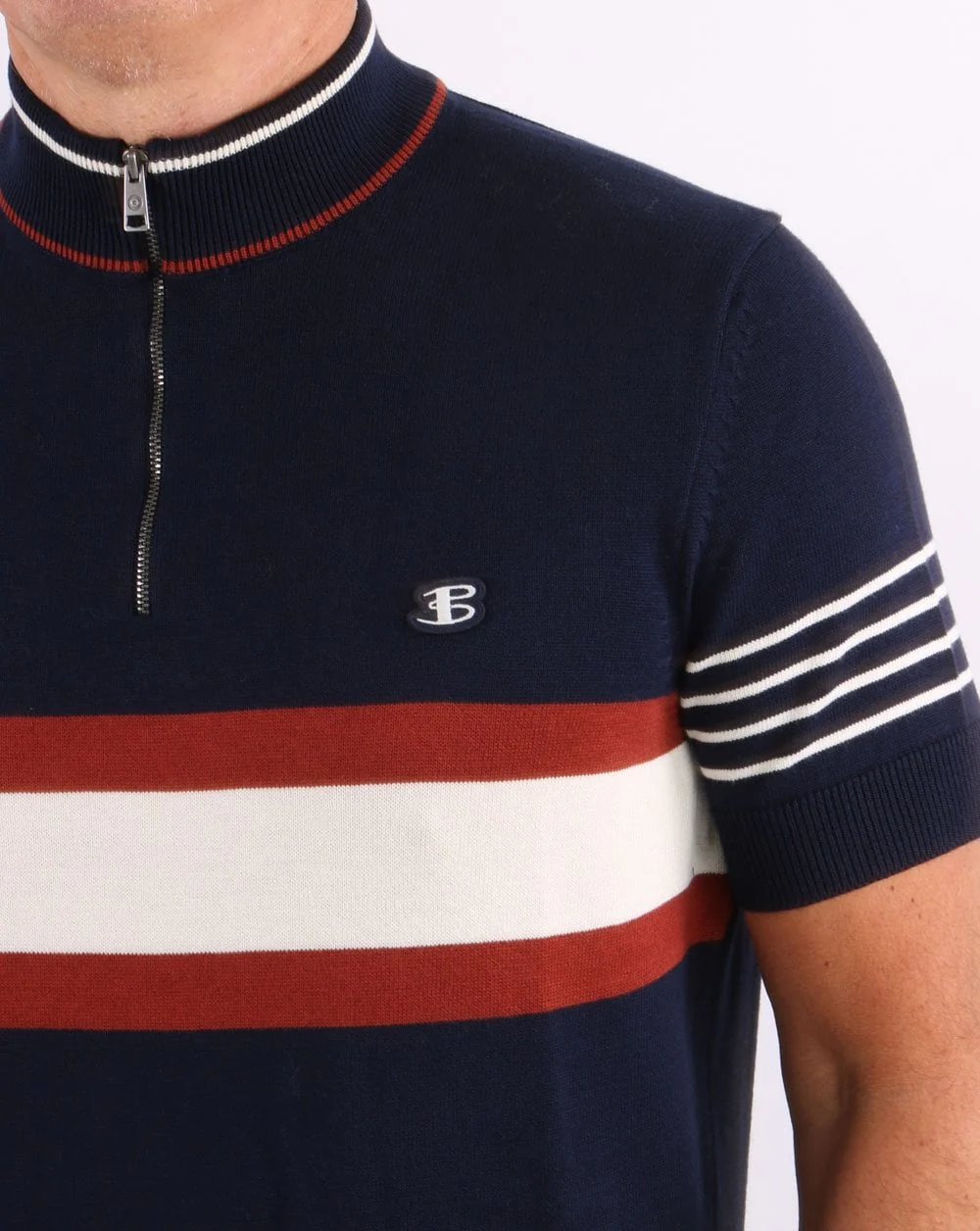 Ben Sherman Zip Neck Polo Shirt Navy - Image 2