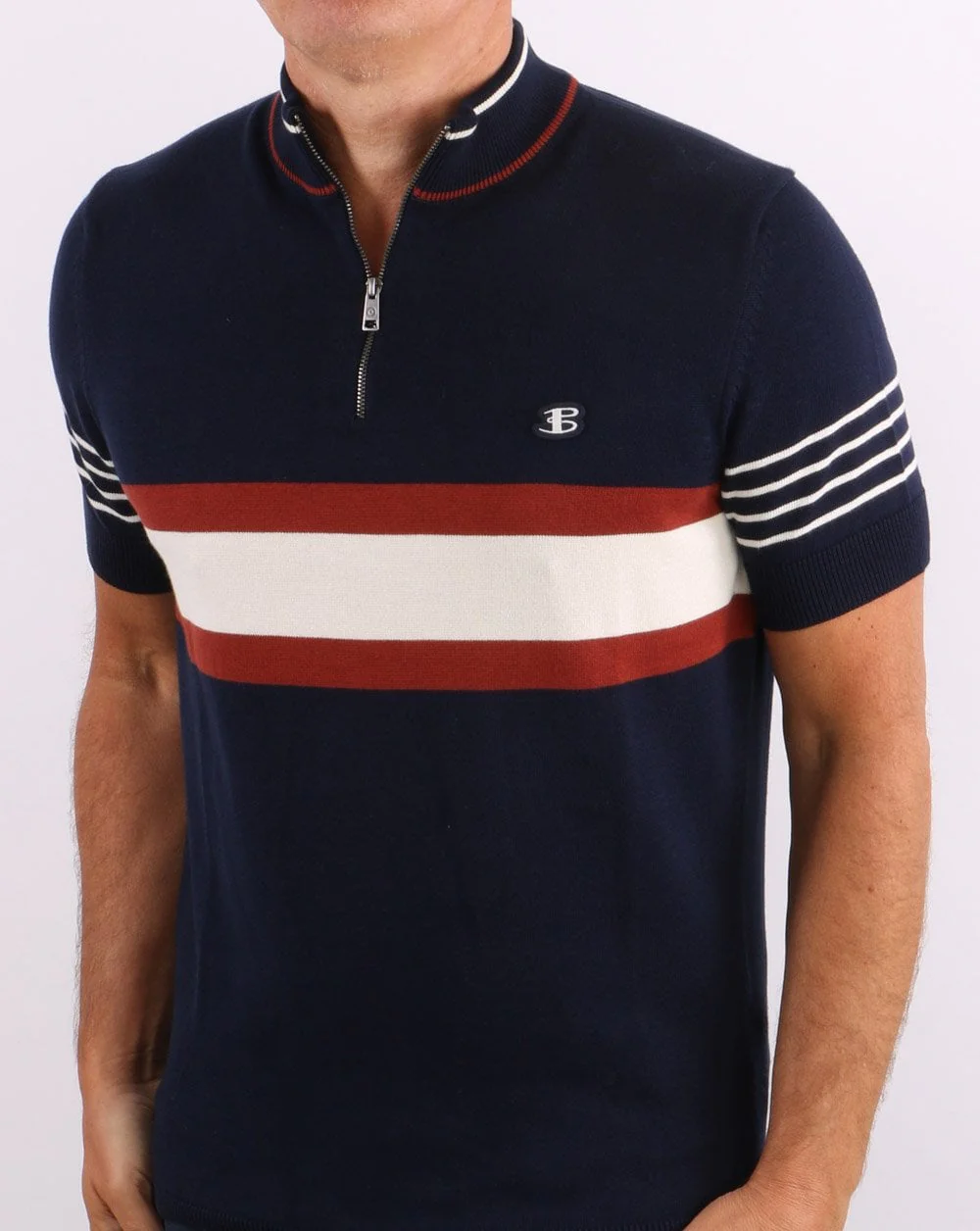 Ben Sherman Zip Neck Polo Shirt Navy - Image 3