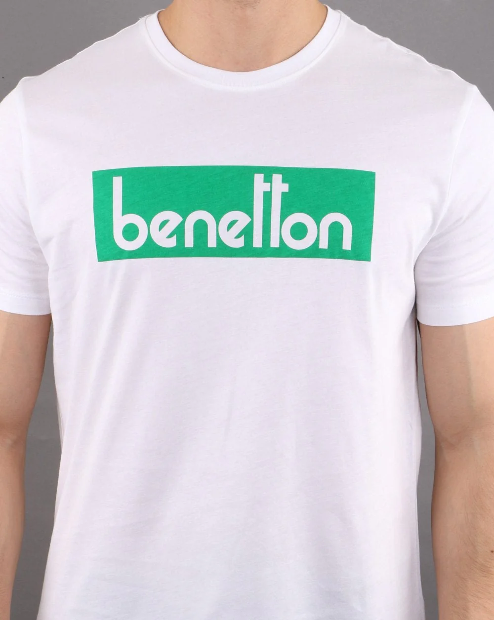 Benetton Box Logo T Shirt White/Green - Image 3
