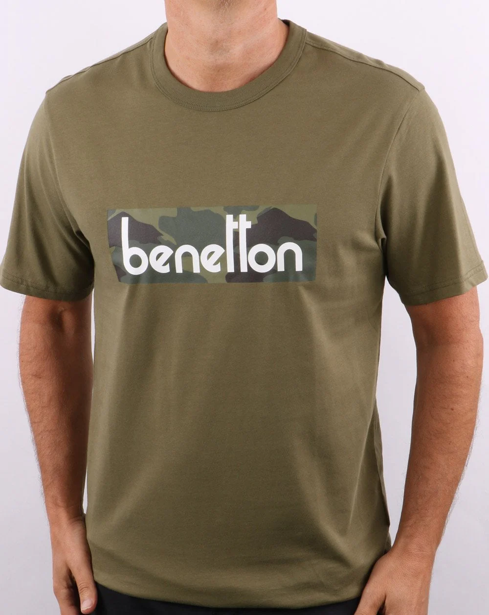 Benetton Classic Logo T-shirt Khaki/Camo - Image 3