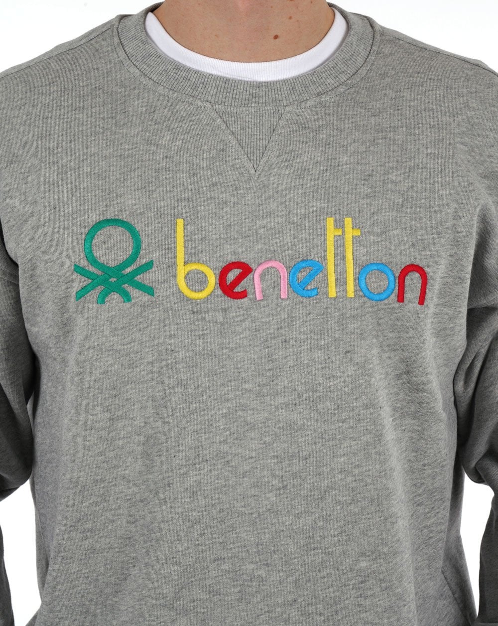 Benetton Colour Logo Sweatshirt Grey - Image 2