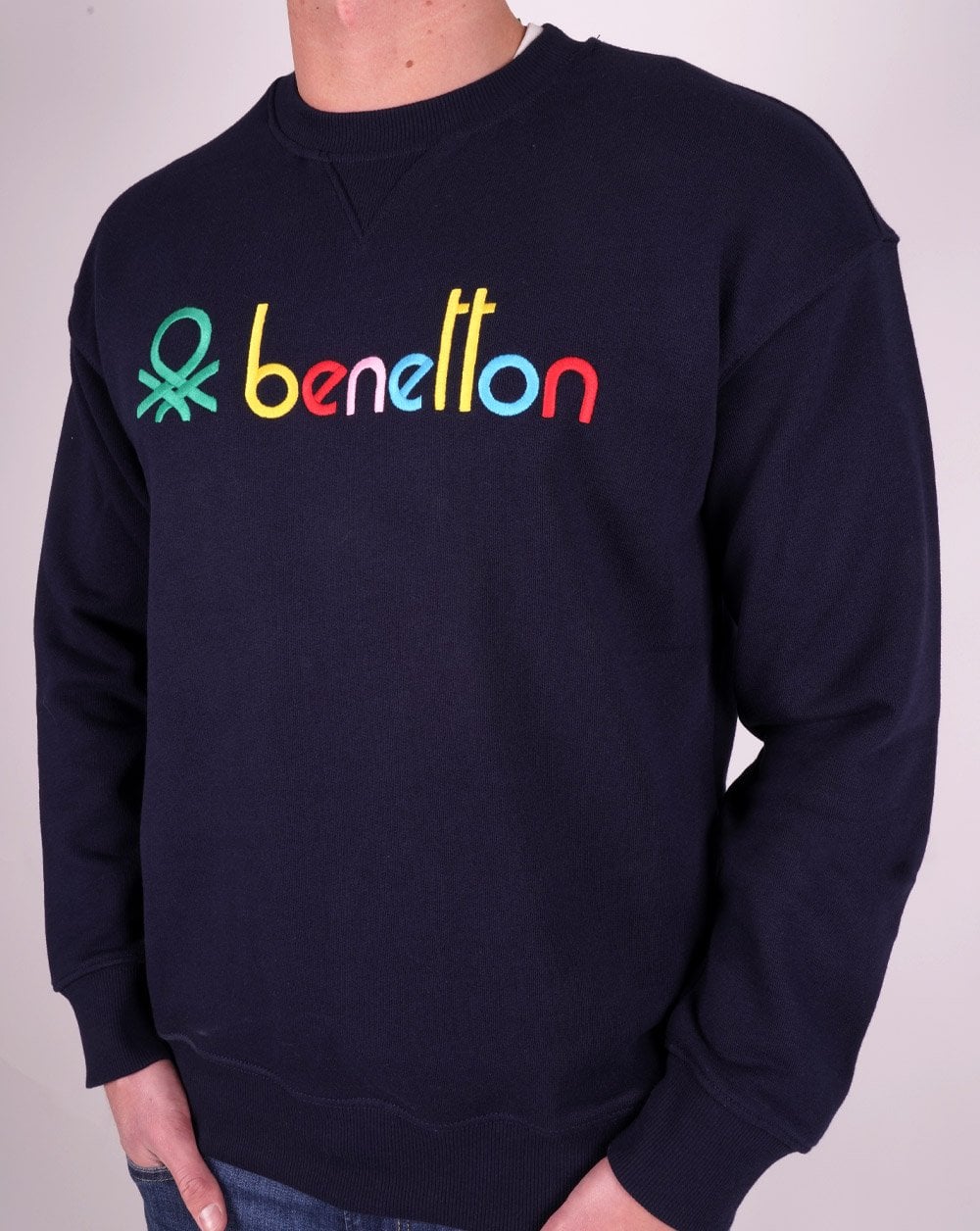Benetton Colour Logo Sweatshirt Navy - Image 3