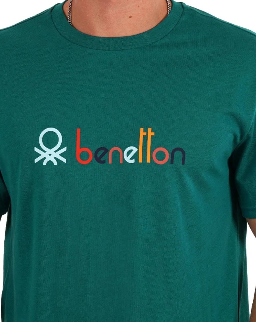 Benetton Colours Logo T-shirt Green - Image 2