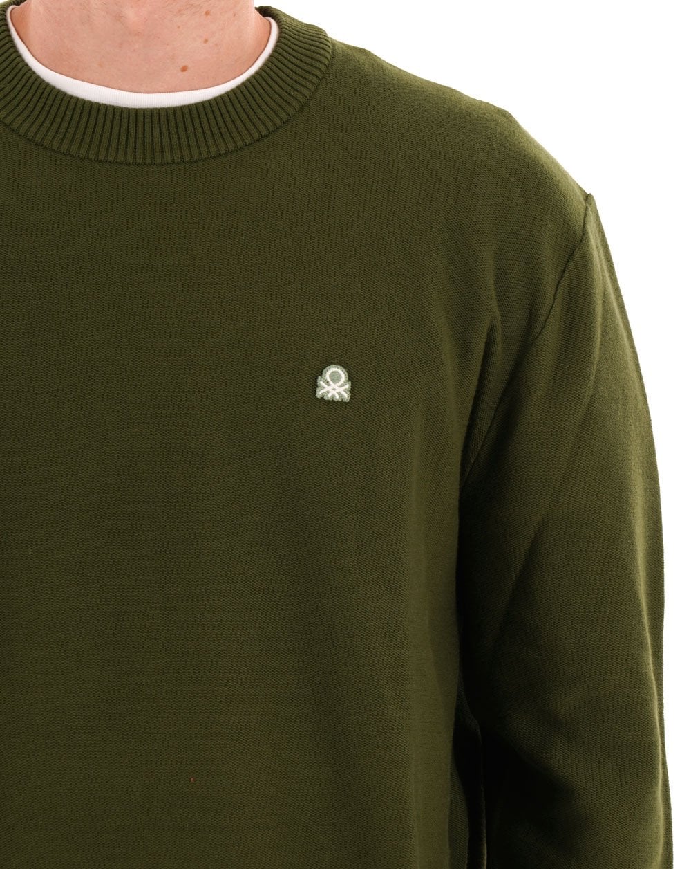 Benetton Cotton Knit Sweater Dark Forest - Image 2
