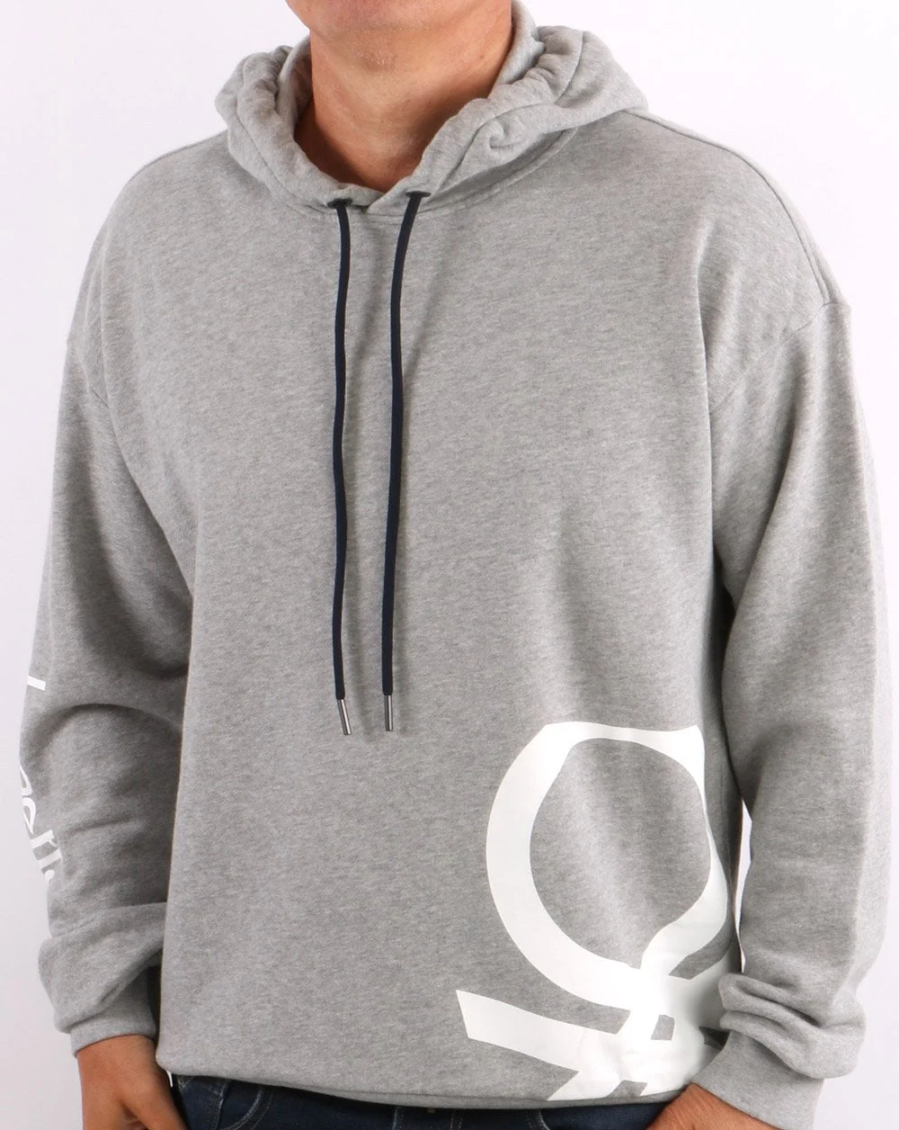 Benetton DNA Logo Hoodie Grey