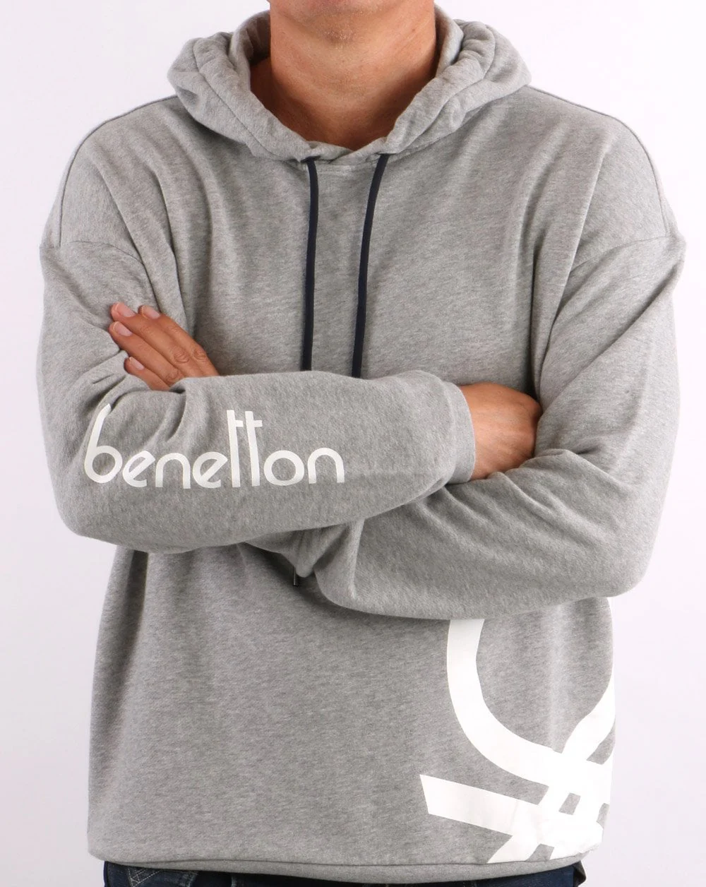 Benetton DNA Logo Hoodie Grey - Image 2