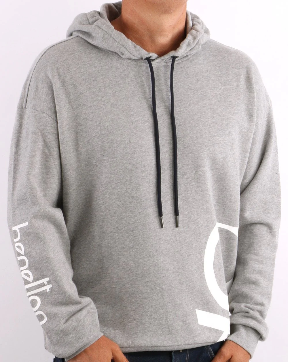 Benetton DNA Logo Hoodie Grey - Image 4