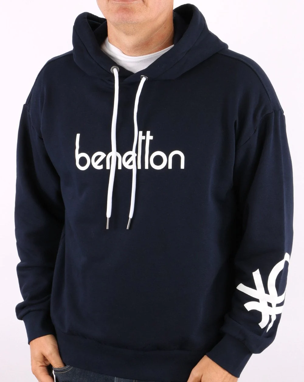 Benetton DNA Logo Hoodie Navy