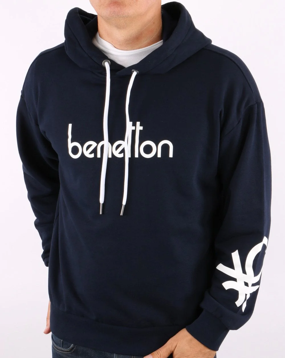 Benetton DNA Logo Hoodie Navy - Image 2