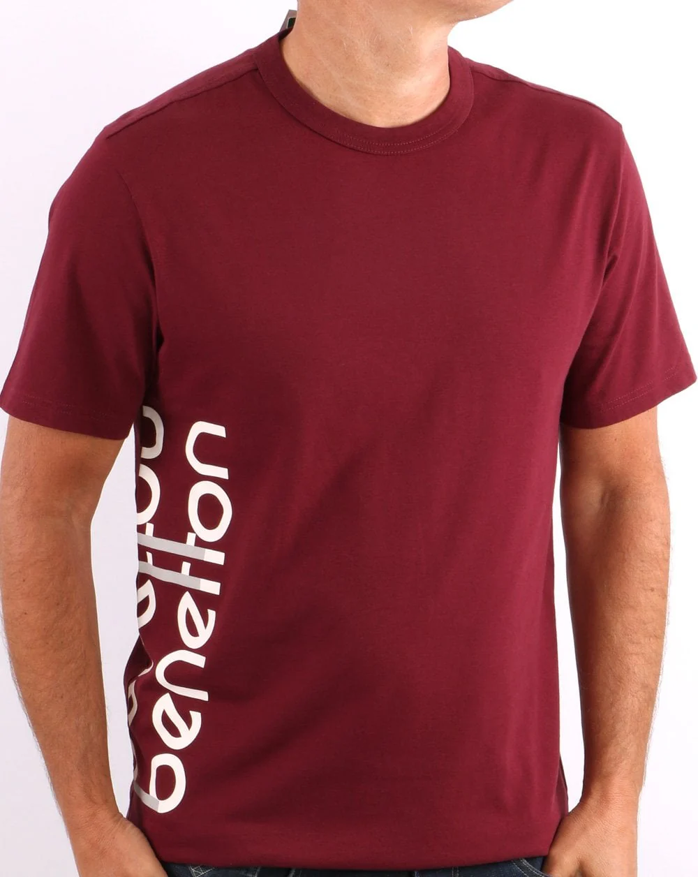 Benetton DNA Logo T-shirt Burgundy - Image 3