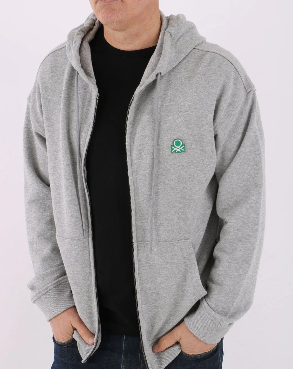 Benetton Full Zip Hoodie in Grey - Image 3
